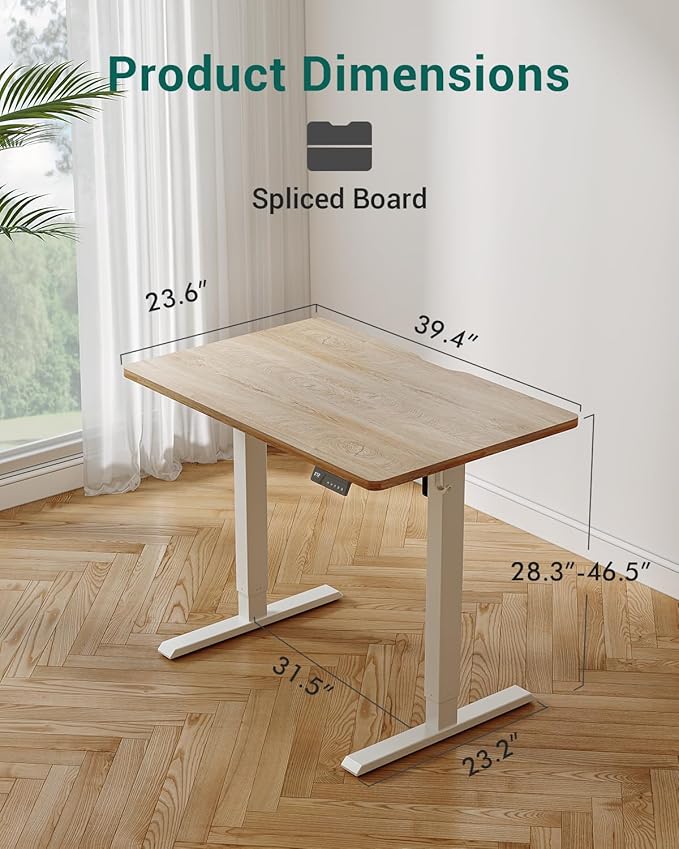 CubiCubi Electric Standing Desk, 48 x 24 Inches Height Adjustable Sit Stand Desk, Ergonomic Home Office Computer Workstation, Maple