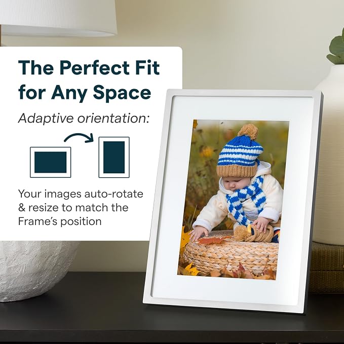 Skylight Digital Picture Frame 2 – 10" Full HD Wi-Fi Touch Screen, 16GB Digital Photo Frame, Load Photos & Videos Directly from Phone, Anti-Glare – Ideal for Personalized Gifting, Classic White