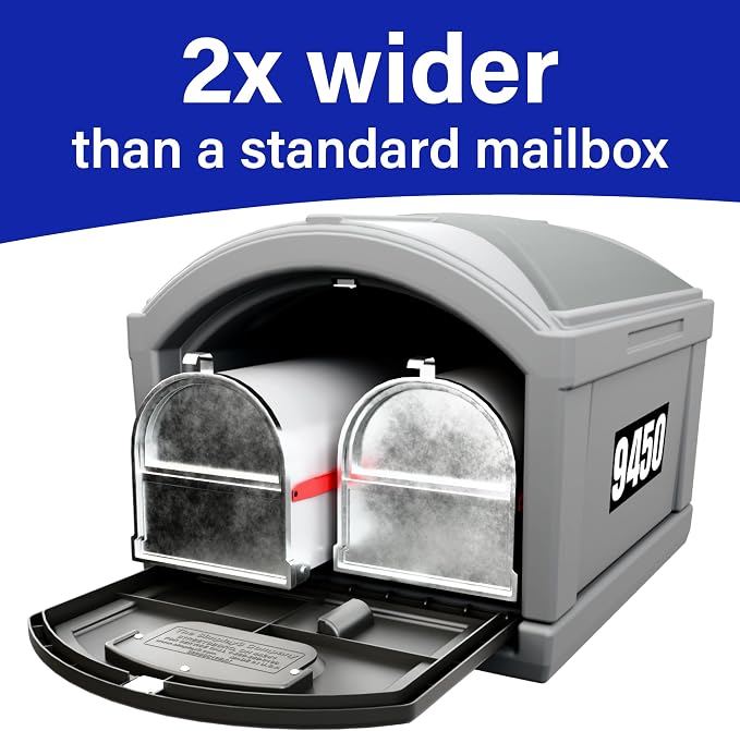 Simplay3 USPS T4 Extra Large Capacity XL Mailbox and Post Cover with Durable Double-Wall Construction, Weather-Resistant Design, Steel Gray, Made in the USA