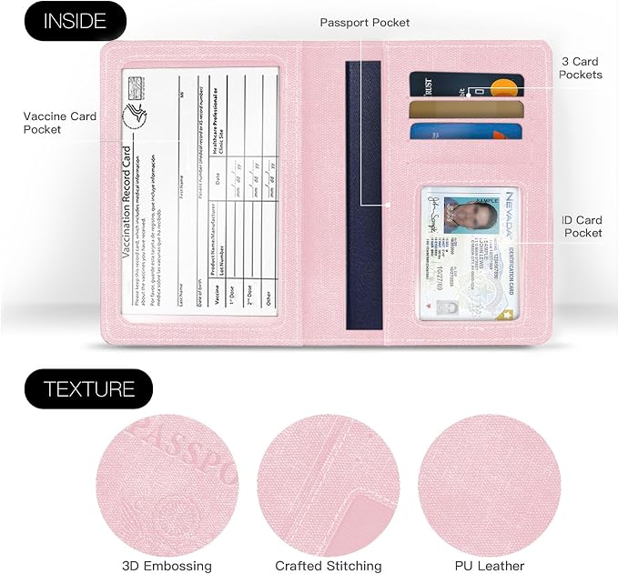 Passport Wallet For Women,Passport Holder For Women-Gold Rose