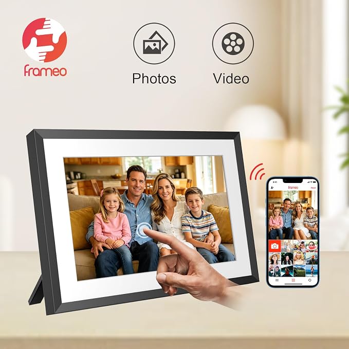 32GB FRAMEO 10.1 Inch Smart WiFi Digital Photo Frame 1280x800 IPS LCD Touch Screen, Auto-Rotate Portrait and Landscape, Share Moments Instantly via Frameo App from Anywhere
