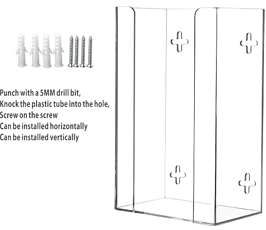 Cq acrylic Clear Wall Floating Glove Rack and Glove Box Dispenser Holder 10"x6.25"x4”,Pack of 1