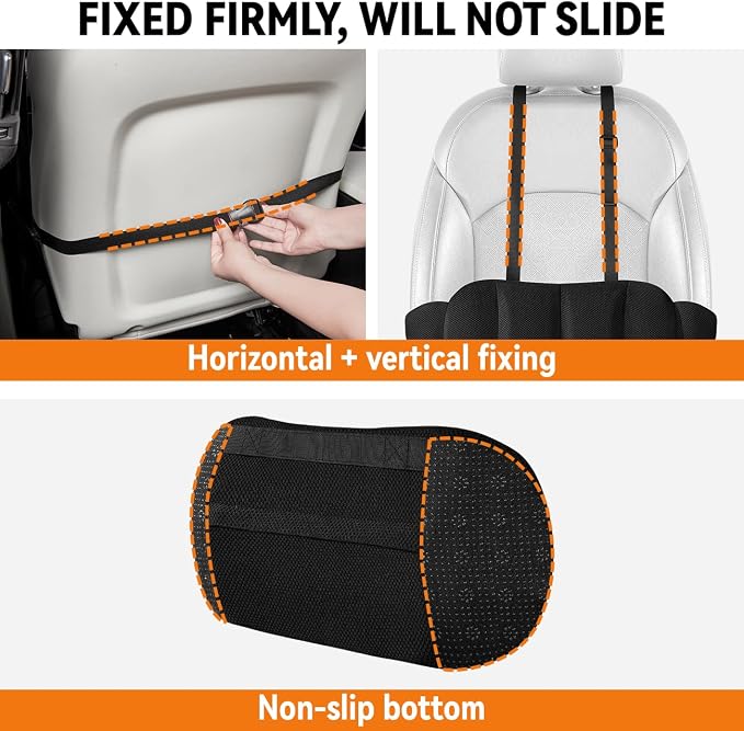 Lumbar Support Pillow for Car,Back Support for Car Seat Cushion,Adjustable Straps Securely Fixed Car Lumbar Support Pillow for Office Chair (Black)