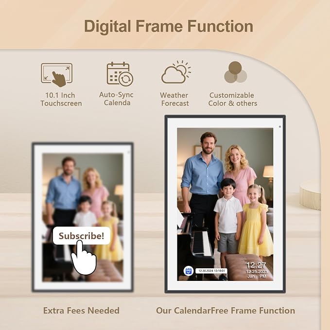 10.1 inch Digital Calendar & Chore Chart,Smart Touchscreen Interactive Display for Family Schedules, Wall & Desk Mountable, Digital Photo Frame Functon, Great for Organizing Your 2026 Calendar