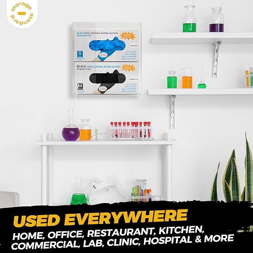 Double Glove Box Holder Dispenser - Kitchen, Medical, & Latex Gloves Holder Wall Mount or Countertop, Universal Fit - Thick Acrylic, Easy to Use, Slide, & Load Open Top Design - Clear