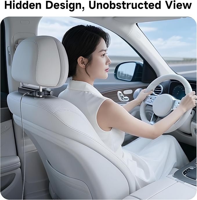 2026 Car Headrest Fan, Invisible Car Seat Cooling Fan, USB Backseat Fan Portable Vehicle Design with 3 Adjustable Wind Speeds for Most Cars Vehicle Jeep Van RV Truck