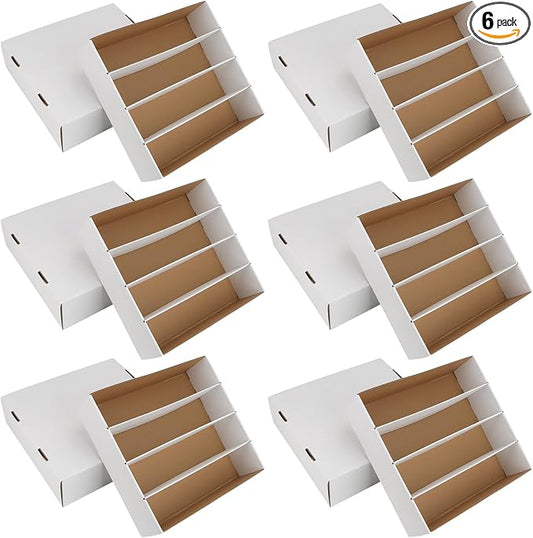 Trading Card Storage Box 3120 Count Collector Cards Box White Sports Card Storage Boxes Card Sorting Tray Cases Cards Collection Trading Cards Box for Soccer Basketball Cards(6 Set)