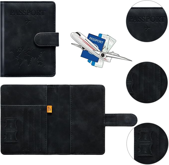 Passport Holder for Travel Women and Men RFID Passport Holder with Card Slots Holder Passport Case Passport cover Passport Wallet Travel Essentials and Accessories