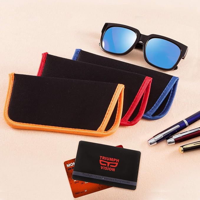 TRIUMPH VISION 3 Pack Reading Glasses Pouch Soft Case Eyeglass Sleeve Slim | Alternative to Bulky Case in bag, Lightweight Lined Padded Protect Optical lens Slip in, Cute Pattern Portable for Daily Use