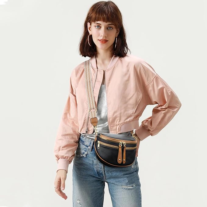 KKXIU Crossbody Bags for Women Vegan Leather Travel Bum Bag | Trendy Fanny Waist Pack | Shoulder Purse with Adjustable Strap