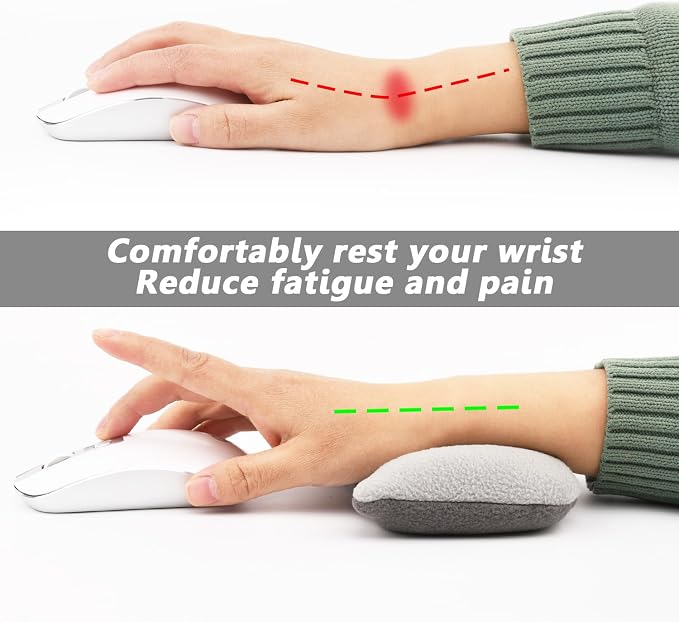 Large Mouse Wrist Rest Bean Bag, Ergonomic Mouse Support Pad Filled Ergo Beads for Computer, Laptop, PC Gaming (Gray)