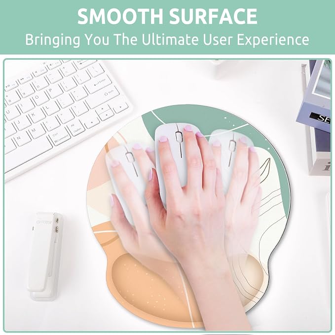 KONVINIT Ergonomic Mouse Pad with Wrist Rest, Small Mousepad with Non-Slip Rubber Base and Smooth Surface, Blue Mouse Pads for Desk, Office Desk Accessories
