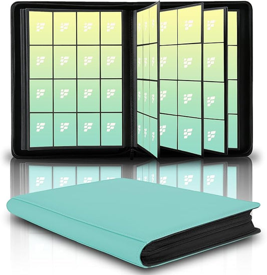 1000+ Pockets Trading Card Binder, 16 Pockets Trading Card Binder Ringless Side Loading Trading Card Album Folder for TCG,MTG,Sports Cards(Cyan)