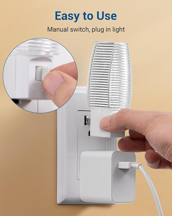 DEWENWILS Plug in Night Light with Switch, Manual ON Off LED Nightlight for Kids, Nursery, Bedroom, Bathroom, Hallway, Stairways, Corridor, Garage, Warm White, 4 Pack