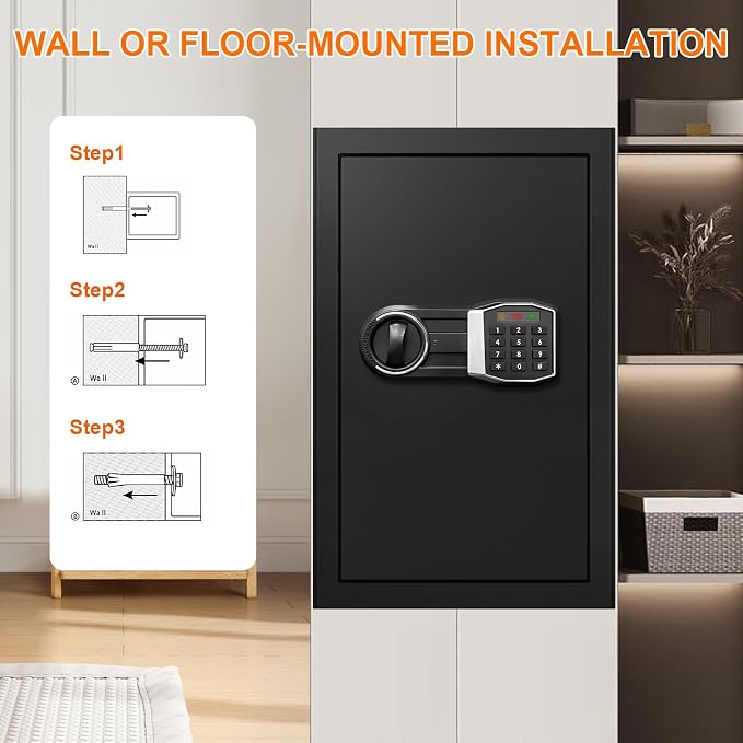 5.2 Cuft Large Safes for Home, Security Fireproof Safe Box with Programmable Keypad, Spare Keys and Removable Shelf, Anti-Theft Digital Home Safes Water and Fire Proof Document Box for Money Valuables