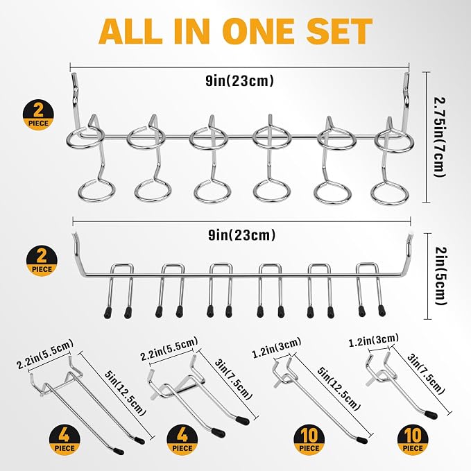 ELEAD 301-Piece Pegboard Hooks Kit, Peg Board Organizer Accessories with Bins for Organizing Various Tools, Fit 1/8 or 1/4 inch Pegboard for Hanging Storage, Garage, Workshop & Craft Room