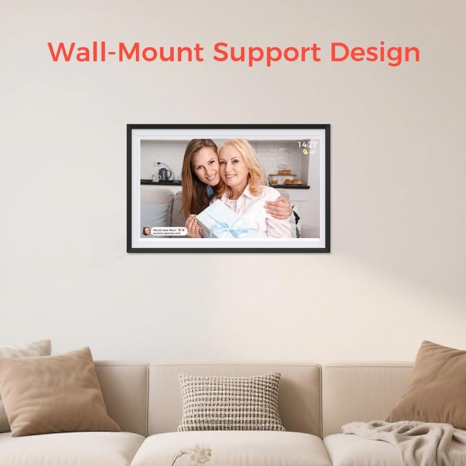 Digital Picture Frame,15.6 Inch Large Frameo Digital Photo Frame WiFi, 32GB,1920 * 1080 IPS HD Touch Screen,Tabletop&Wall-Mounted,Digital Frame Share Photos and Videos via Frameo App