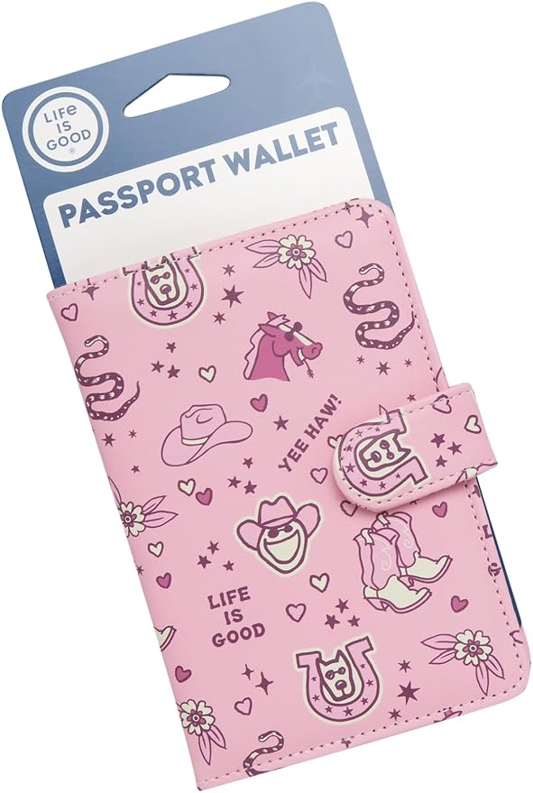 Life is Good Travel Passport Cover, Card Slots, Snap Closure | Slim Design, Card Slots, Snap Closure, Fits Neatly in a Purse or Backpack, Keeps Documents and Boarding Pass Organized