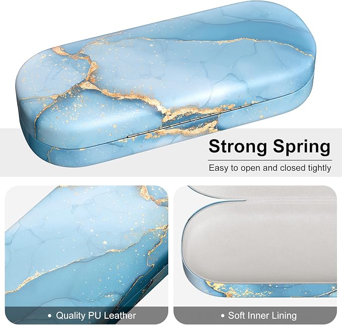 Hard Shell Leather Sunglasses Case,Classic Fashionable Cute Large Glasses Case for Women Men,Sunglass Eyeglasses