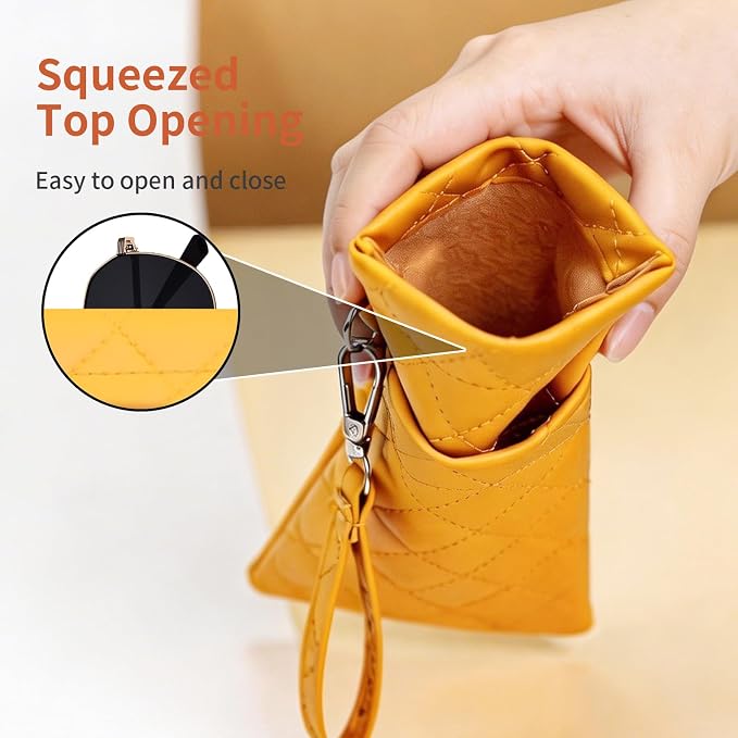 Double Eyeglass Case Soft Dual Glasses Case for Women Men Travel Squeeze Top Sunglasses Cases Eyeglasses Pouch