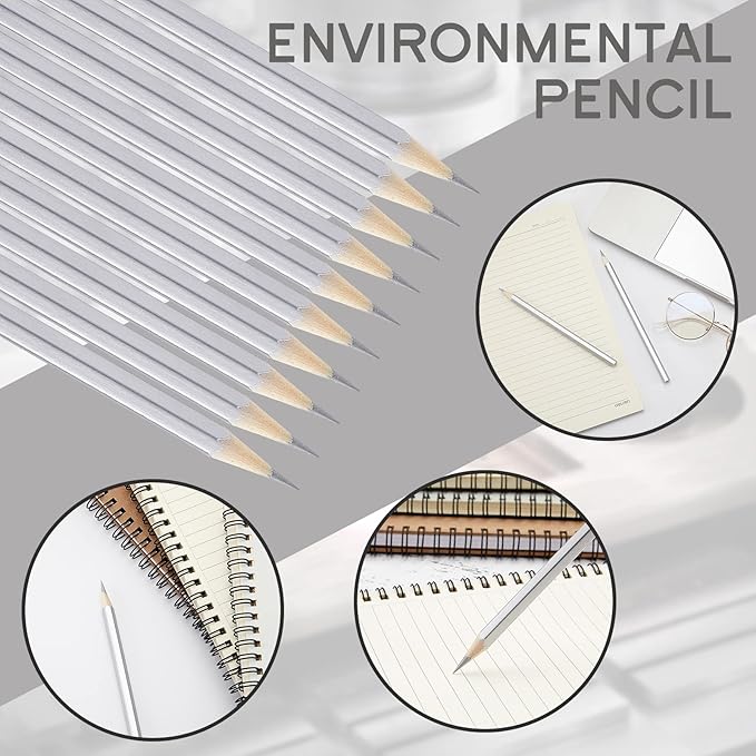 Gersoniel 48 Pack Silver Welders Pencil,Metallic Marking Pencil | Fits Welding, Construction, and Carpentry Workers. Writes on Metal, Wood and Stone, Teacher Water Soluble Marking Tools, 6.9"