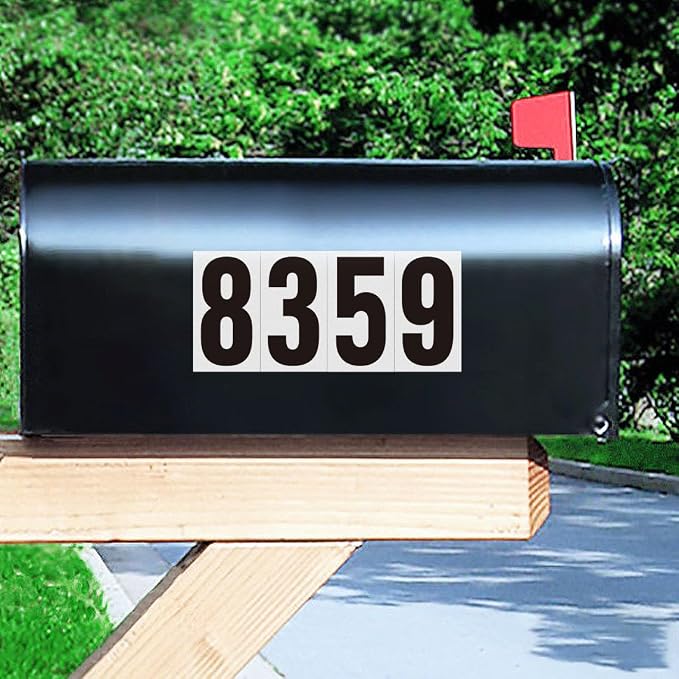 2 inch Self Adhesive Numbers for Mailbox, House Numbers, Reflective Mailbox Number, Trash Cans Number, for Outside, 300 PCS (Black/White)