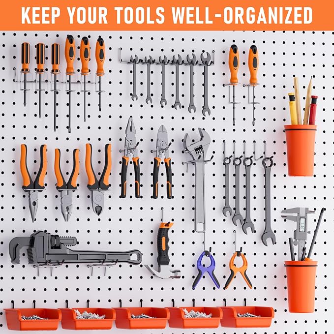 INCLY 330PCS Upgraded Pegboard Accessories Organizer Kit with Bins & Cups | Peg Board Hooks Assortment for Organizing Tools, 1/8 or 1/4 inch Pegboard Hooks, for Garage Warehouse Wall Organization