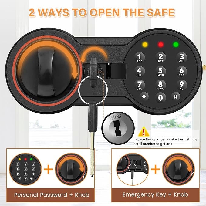 [19.7" Tall] Large Home Safe Box with Fireproof Waterproof Bag | Dual Alarm System, Digital Keypad and Spare Keys, Wall/Floor Mountable for Home Money Firearm Documents Medicines