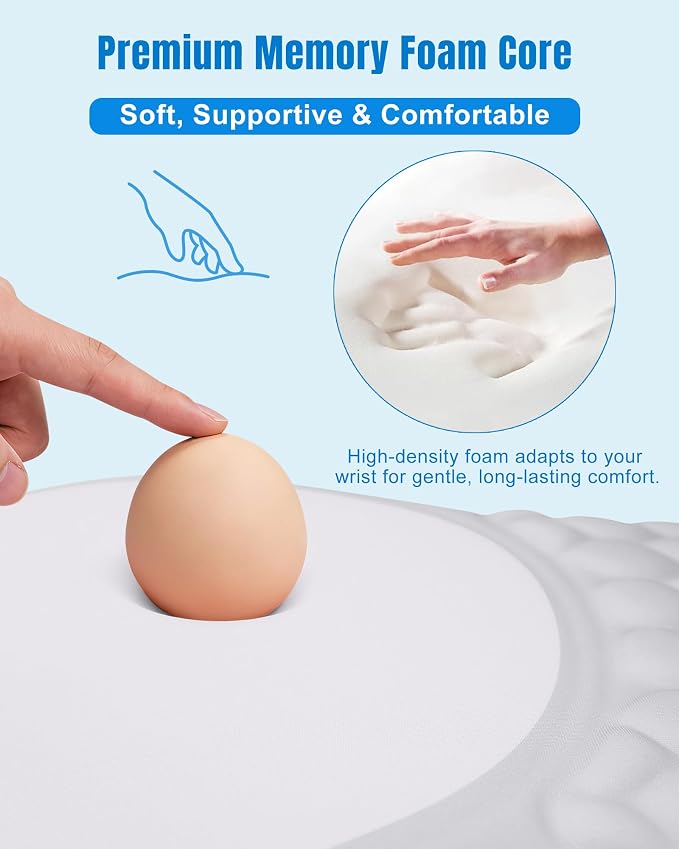 Ergonomic Mouse Pad with Sloped Memory Foam Wrist Rest | 3D Textured Wrist Cushion, Smooth Lycra Surface, Non-Slip PU Base, Comfortable Support for Office/Home Computer Desks