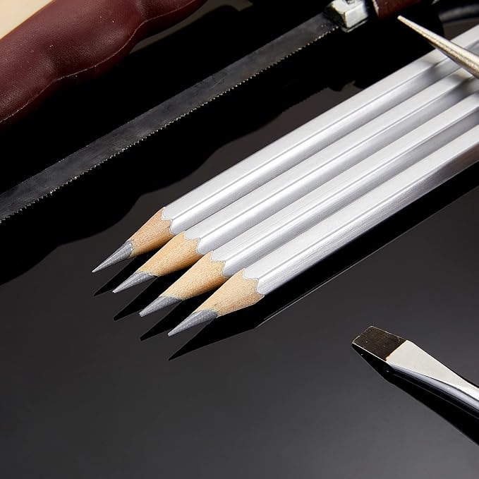 Gersoniel 48 Pack Silver Welders Pencil,Metallic Marking Pencil | Fits Welding, Construction, and Carpentry Workers. Writes on Metal, Wood and Stone, Teacher Water Soluble Marking Tools, 6.9"