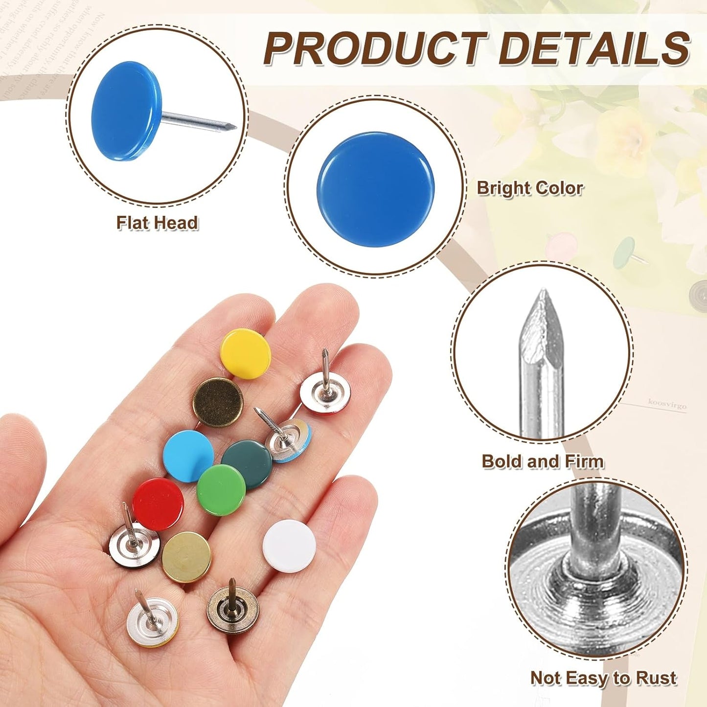 uxcell 150Pcs Upholstery Tacks, 11mmx17mm Flat Head Thumb Tack Decorative Furniture Nails Push Pins for Furniture Sofa Headboards, Blue