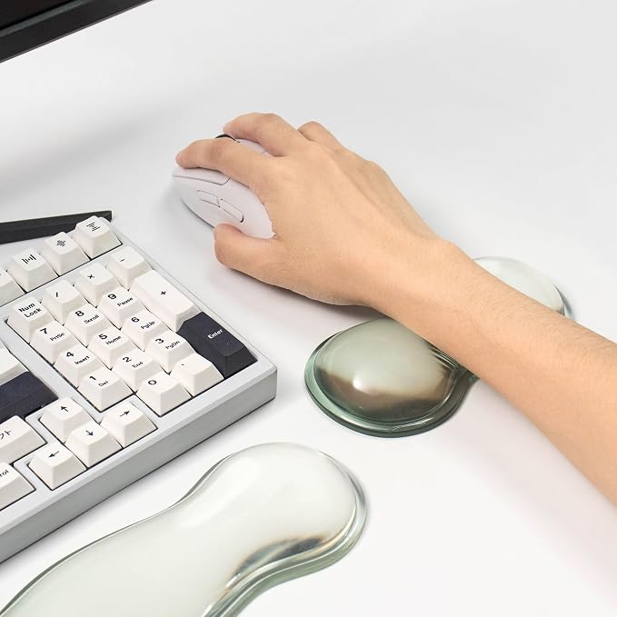 Ergonomic Gel Keyboard and Mouse Wrist Rest Set – Green Clear Wrist Rest for Computer Keyboard 60%/68%/75%, Keyboard Cushion, Comfort & Support for Typing and Gaming