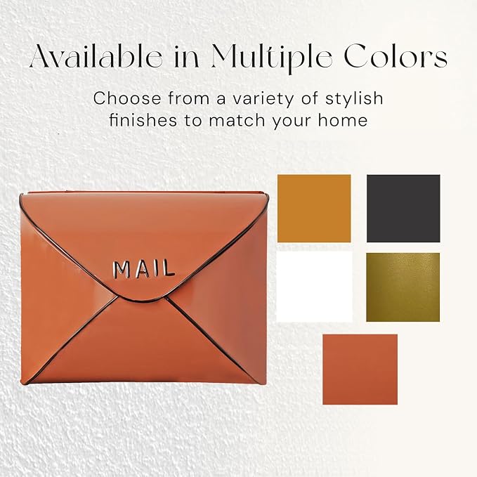 NACH Wall Mount Mailboxes, 11.5 x 9 x 4.5 inch Terracotta Wall Mailboxes for Outside, Waterproof Mailboxes for Outside - Envelope Mailbox