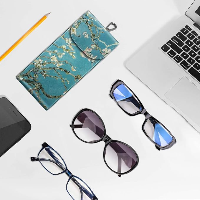 FINTIE Double Glasses Case with Carabiner Hook, Portable Vegan Leather Eyeglass Case Anti-scratch Sunglasses Pouch