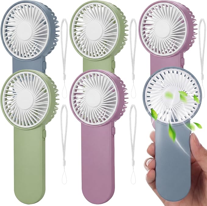Sumind 6 Pcs Small Personal Portable Fan Mini Handheld Bulk 1 Speed Electric Cute Battery Powered for Neck Lash Makeup Women Men Travel Camping Indoor Outdoor Summer (Morandi)