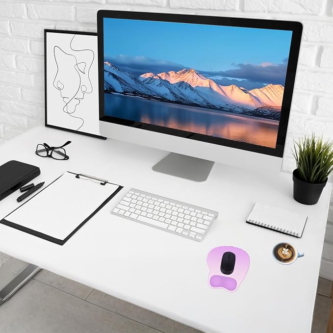 Ergonomic Mouse Pad,Non Slip Mousepad Wrist Rest Support for Office, Computer, Laptop & Mac(A-Purple)