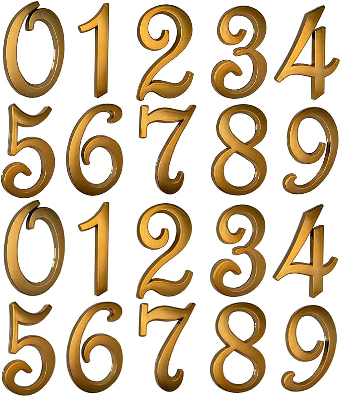 3 Inch Gold House Numbers Stickers for Mailbox Apartment Hotel Office Room Door Address Sign Home Business Decoration Project. (Gold)
