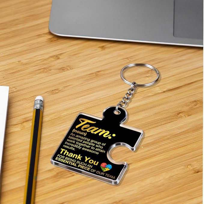 Team Appreciation Gifts Bulk Thank You Keychains for Coworkers | Gift Set for Employee, Staff, Teachers, Teamwork Puzzle Piece Keyring, Acrylic