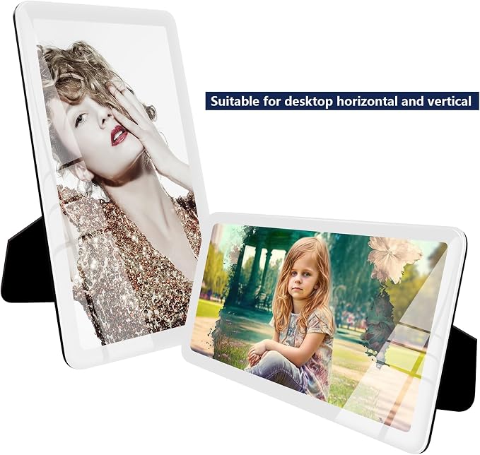 Bluesun 4×8 Picture Frame White, Vertical & Horizontal Wall & Tabletop | 4×8 White Photo Frame with Tempered Glass & Rounded Corners, Ideal for Certificates, Living Room Bedroom Hallway Office