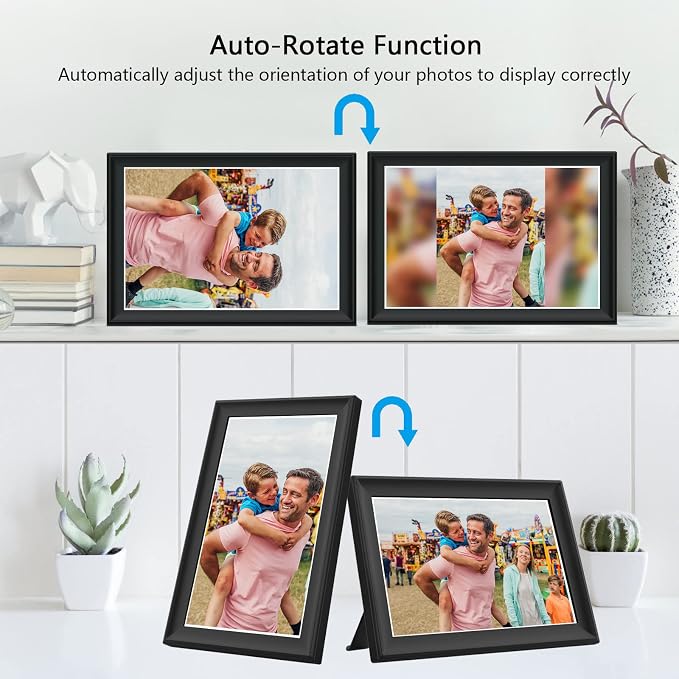 64GB FRAMEO 10.5 Inch Smart WiFi Digital Photo Frame 1920x1280 FHD IPS LCD Touch Screen, Auto-Rotate, 64GB Storage, Support SD Card & USB Drive, Share Moments Instantly via Frameo App from Anywhere