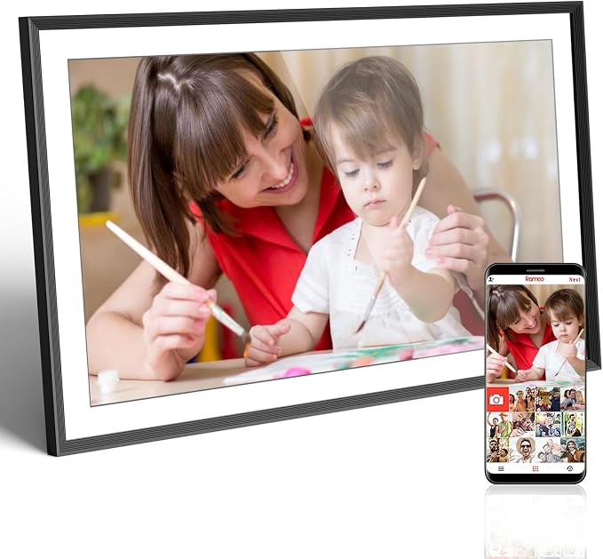 Frameo Digital Picture Frame 15.6 Inch, WiFi Smart Photo Frame with 32GB Storage, 1920x1080 IPS HD Touchscreen, Wall Mount & Tabletop, Share Pictures & Videos Instantly, for Mom