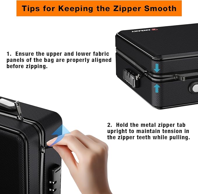 Fireproof Document Box with Fireproof Zipper, Hard Inner Shell Fireproof Document Bag with Lock, Fireproof Water Resistant Important Document Organizer 16 inch Laptop File Briefcase (Black)