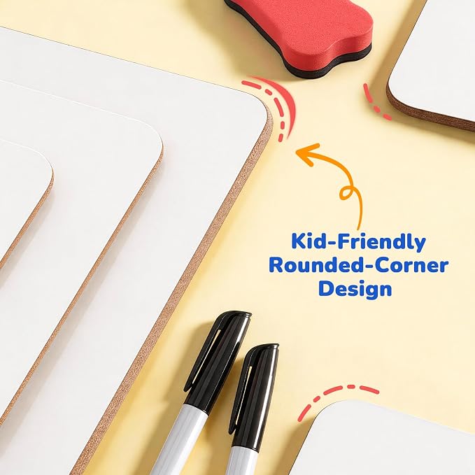 GAMENOTE 6 Pack Dry Erase Lap Boards, Lined and Blank, 9 x 12 in | 6 pack double sided 9 x 12 boards pair a lined side with a blank side for reusable writing practice.