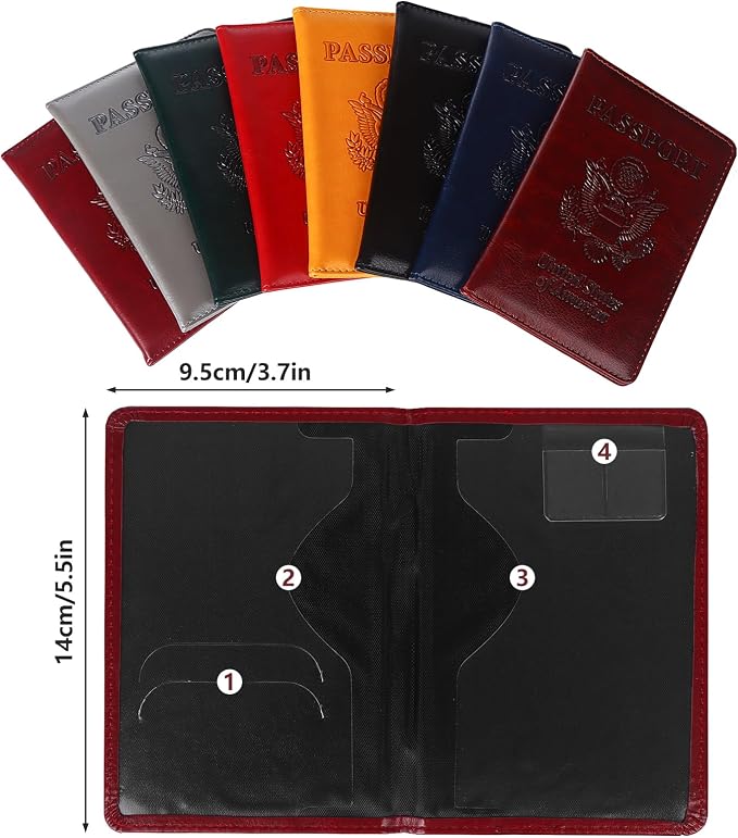 8 Pack Passport Holder for Travel Passport Covers Leather Passport Holder with Vaccine Card Slot Passport Case Waterproof Passport Protector PU Passports Book Holders for Women Men Family Travel