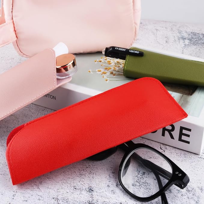 Cositina 12 Pack Soft Glasses Cases 7x3 Inch Leather Eyeglasses Case Portable PU Soft Sunglasses Pouch for Women Men Adults Kids - Multicolor