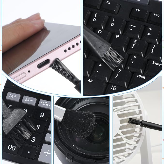Mini Keyboard Brush, 5 Pcs PP Handle Nylon Anti-Static Keyboard Cleaning Brushes Kit Portable Dusting Brushes for Keyboards Car Interior Motherboard Camera Small Electronics Cleaning
