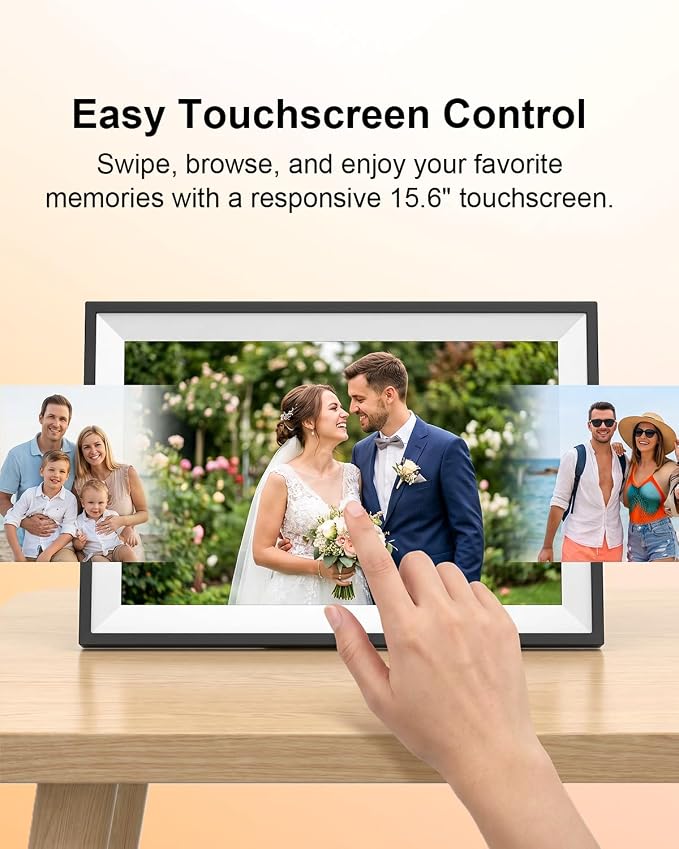Frameo 15.6 Inch Smart WiFi Digital Picture Frame | 1080P HD IPS Touch Screen Digital Photo Frame, Wall Mountable, Instantly Share Photos & Videos via Frameo App from Anywhere