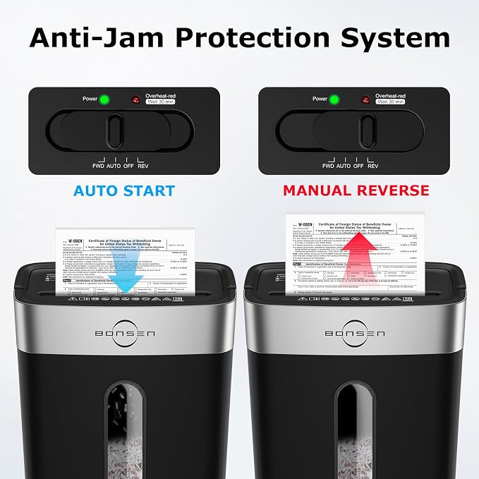 Bonsen 10-Sheet Cross Cut Paper Shredder for Home Office Heavy Duty | P-4, Portable Handle, 4 Gallons Bin, Paper and Credit Card Shredder, Black (S3201 New Version)