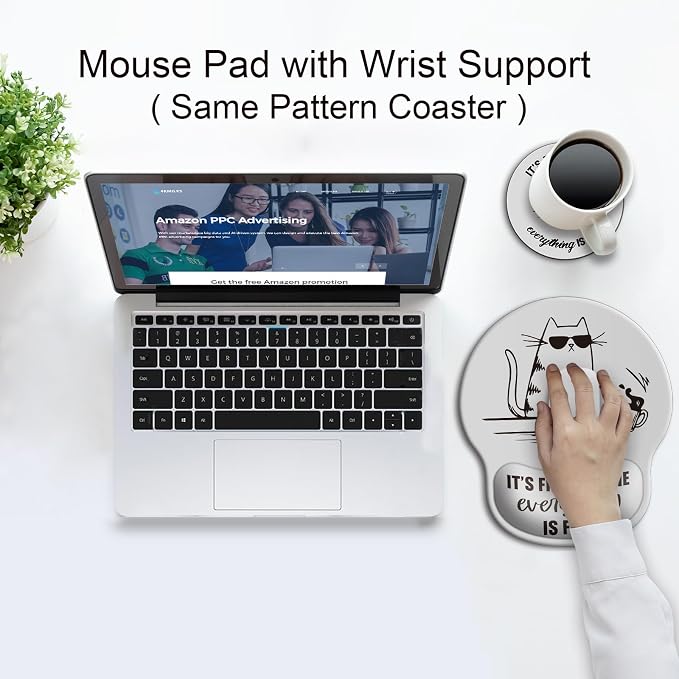 Ergonomic Mouse Pad with Wrist Rest Support,Gel Mouse Pads for Desk | Big Mousepad With Coaster Non-slip & Pain Relief for Computer, Home&Office Desk Decor