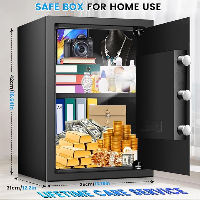 [16.54" Tall] Safe Box, 2.8 Cuft Home Safes With Fireproof Bag, Anti-Theft Security Safes for Home with Programmable Keypad Spare Keys, Digital Safety Box for Money Documents Valuables Jewelry